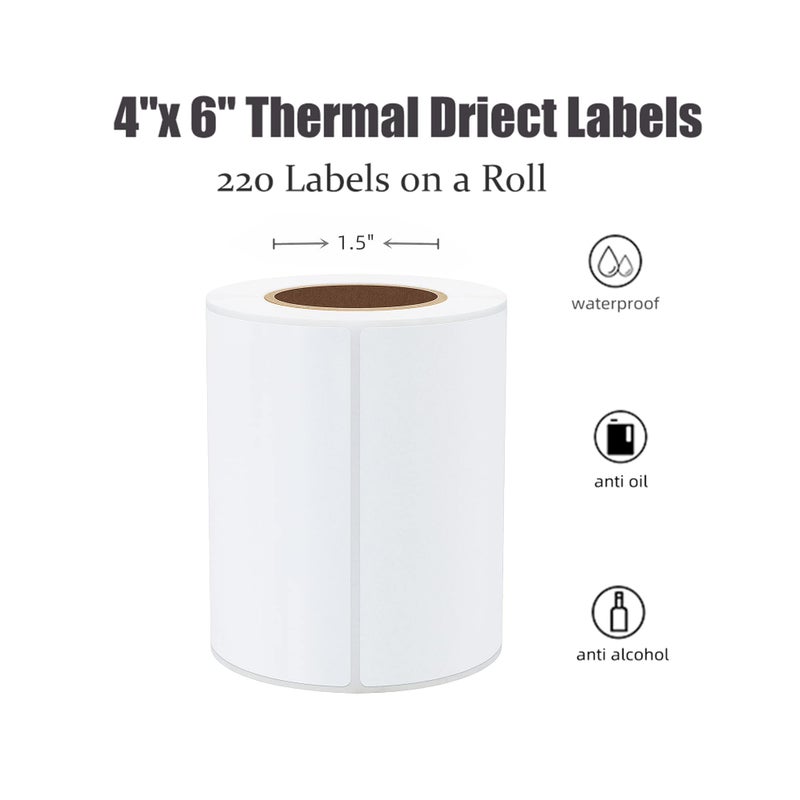 Hybsk 4x6 inch Direct Thermal Labels for Barcodes, Address, Compatible with Rollo Label Printer & Zebra Desktop Printers (4"x6",White) - Image 2